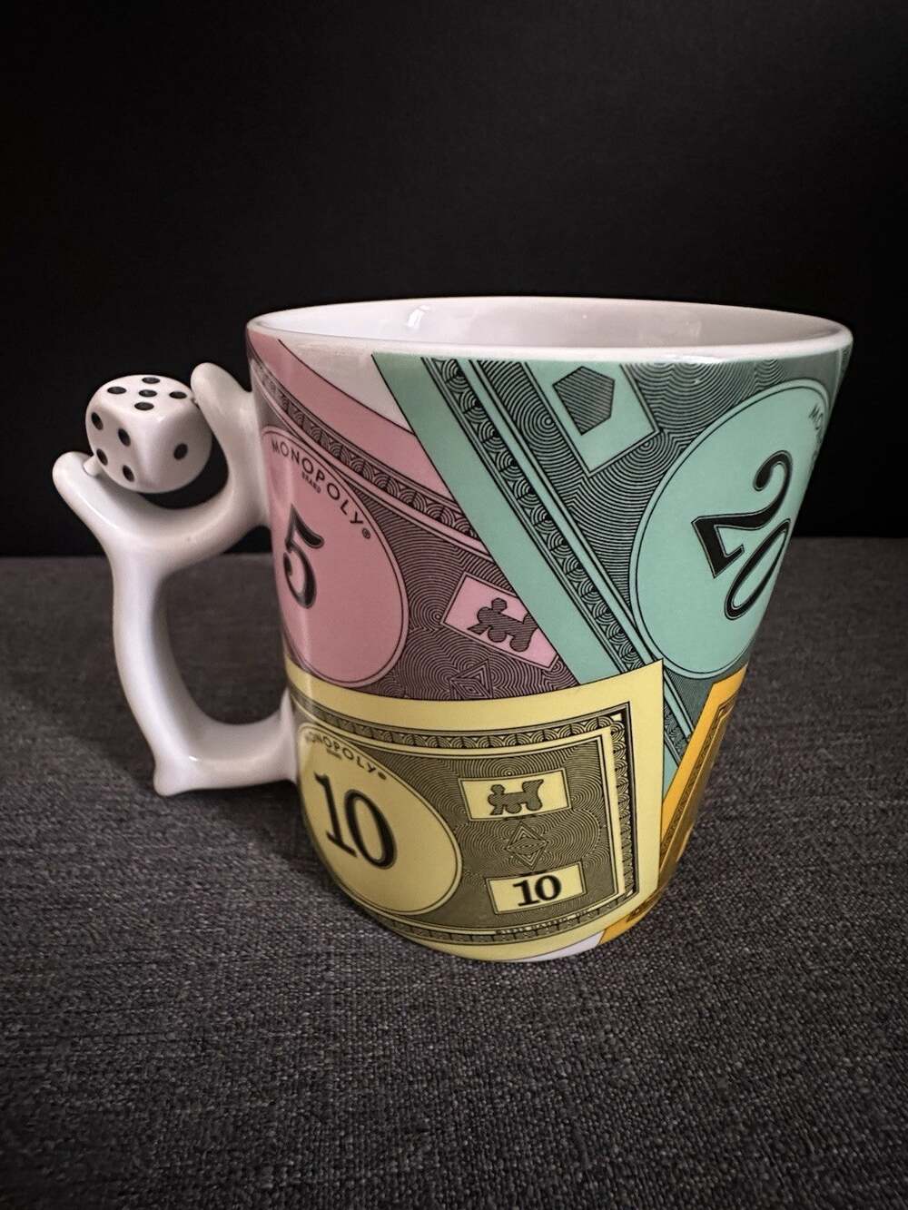 Vintage 1999 Monopoly Department 56 Spinners Money Mug Coffee Cup Hasbro